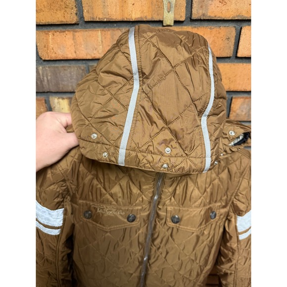Toni Sailer Quilted Hooded Jacket Brown Metallic Ski Snowboard Womens Size 38 - Picture 3 of 13